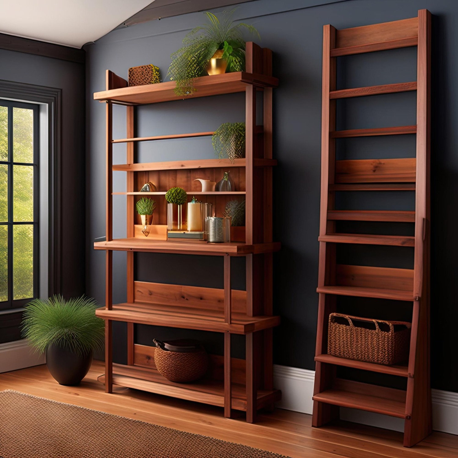 Wooden Bookshelf Storage Unit